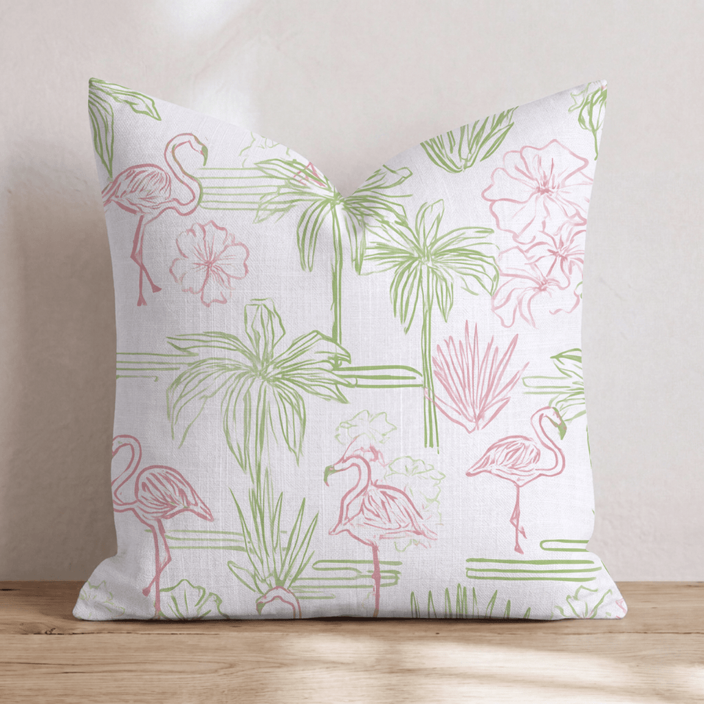 Cabana Flamingos Throw Pillow - Hillcroft Home