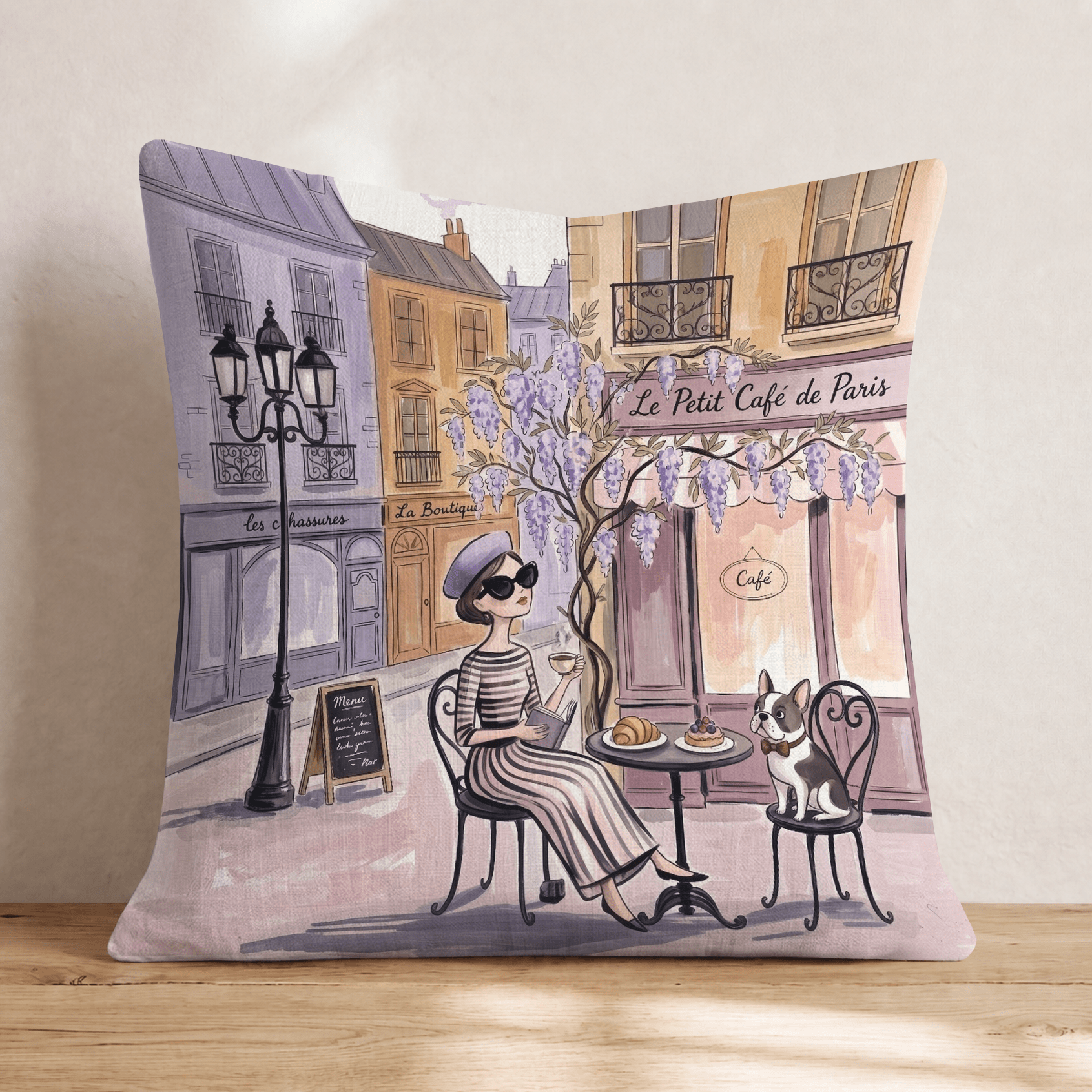 Café de Paris Throw Pillow - Hillcroft Home