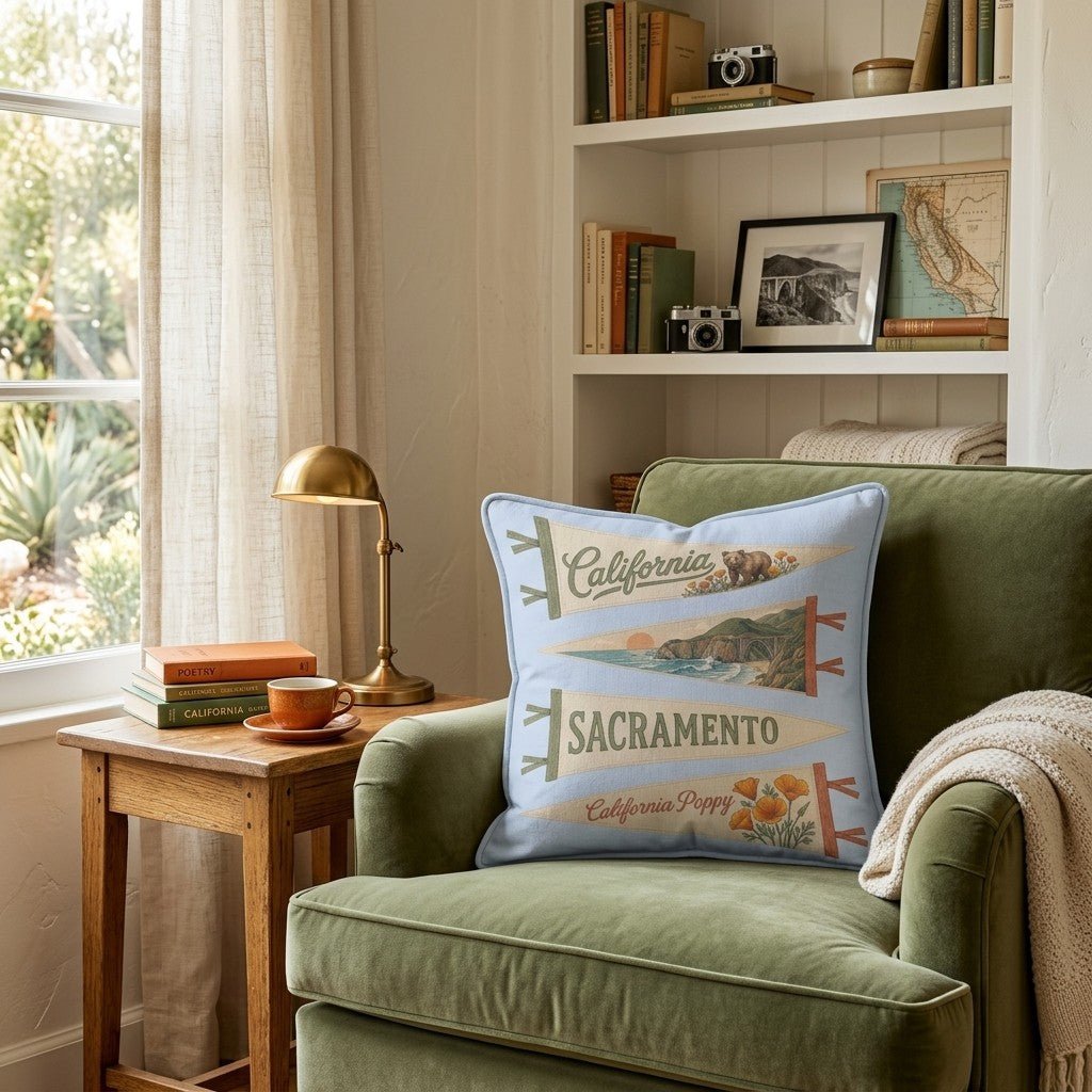 California Pennant Throw Pillow - Hillcroft Home