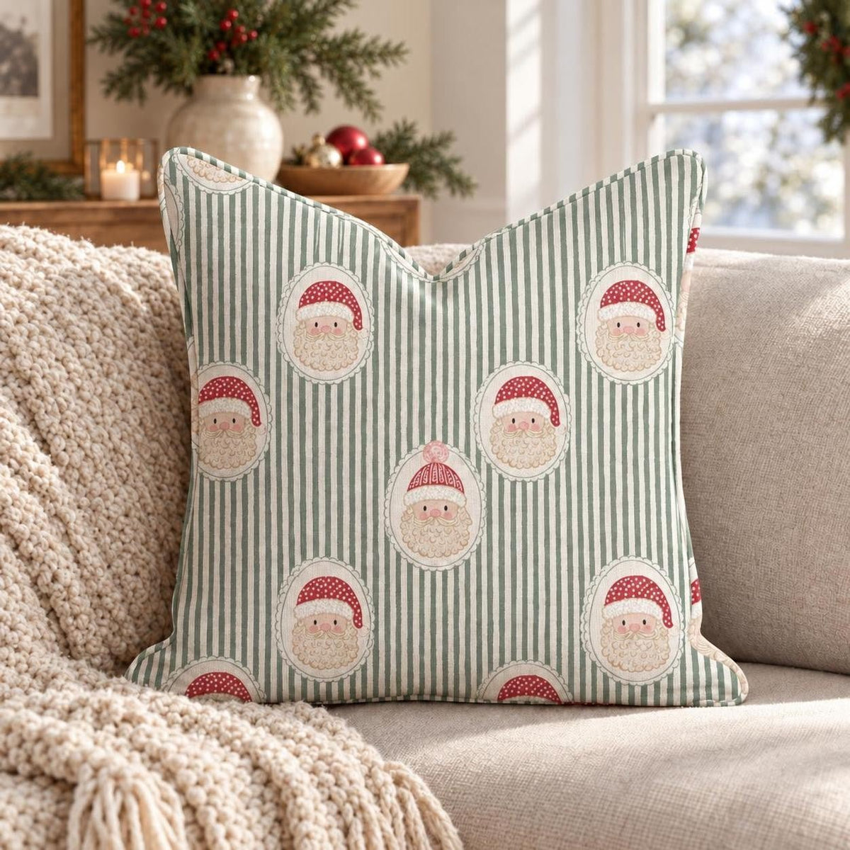 Cameo Claus Throw Pillow throw pillow - Hillcroft Home
