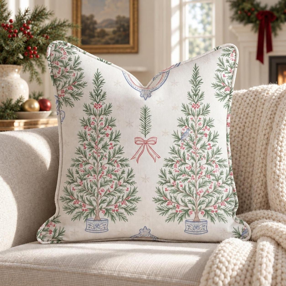 Cameo Topiary Throw Pillow throw pillow - Hillcroft Home