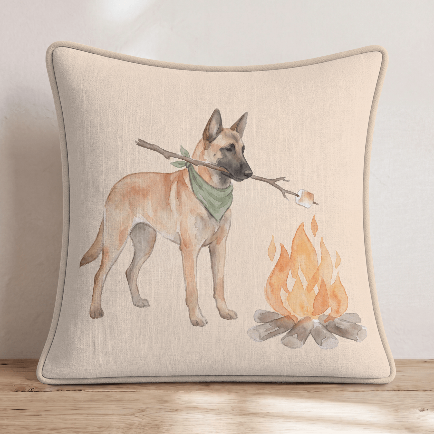 Campfire Malinois Throw Pillow - Hillcroft Home