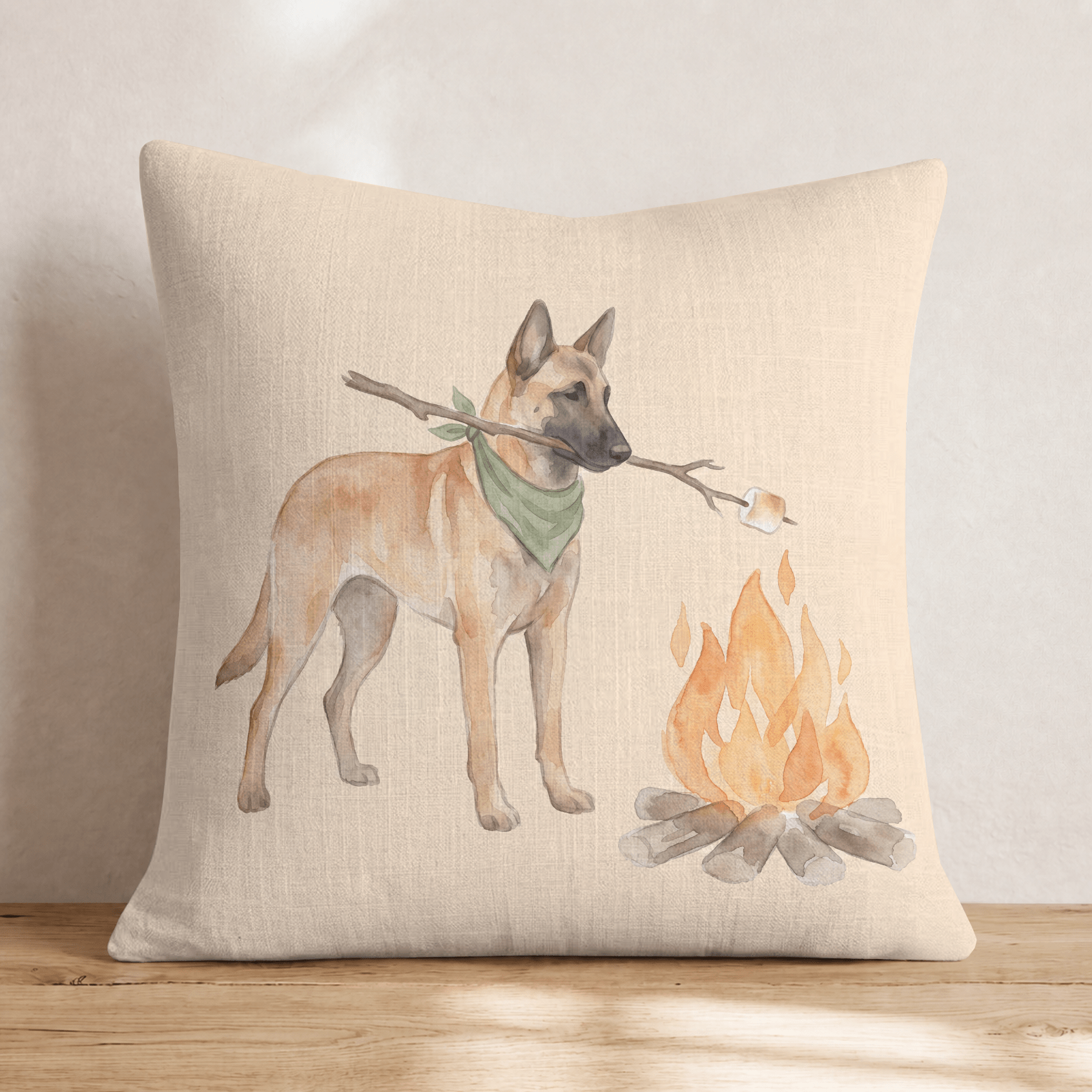 Campfire Malinois Throw Pillow - Hillcroft Home