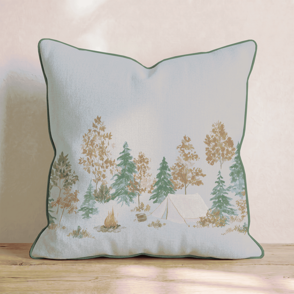 Camping In The Fall Throw Pillow - Hillcroft Home
