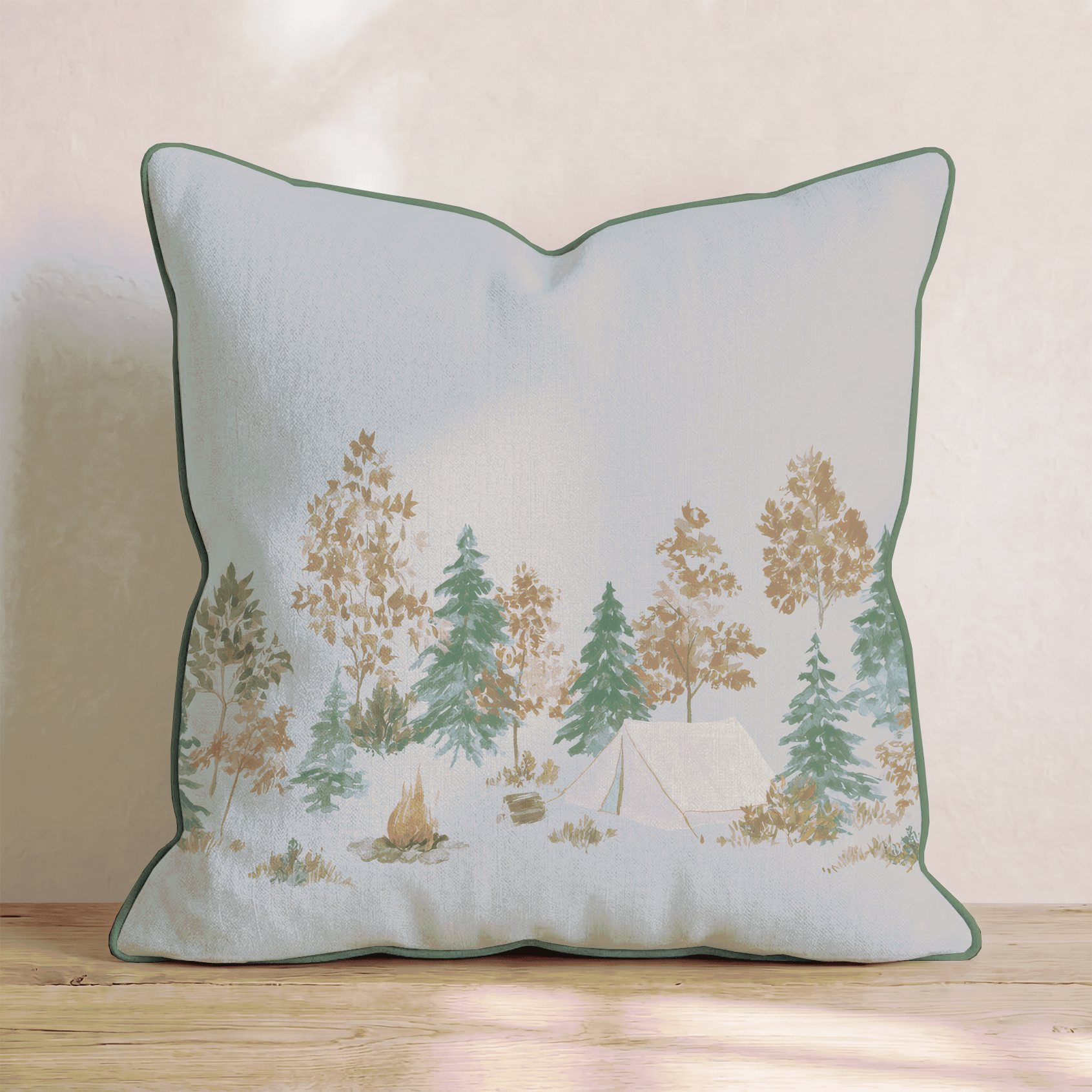 Camping In The Fall Throw Pillow - Hillcroft Home
