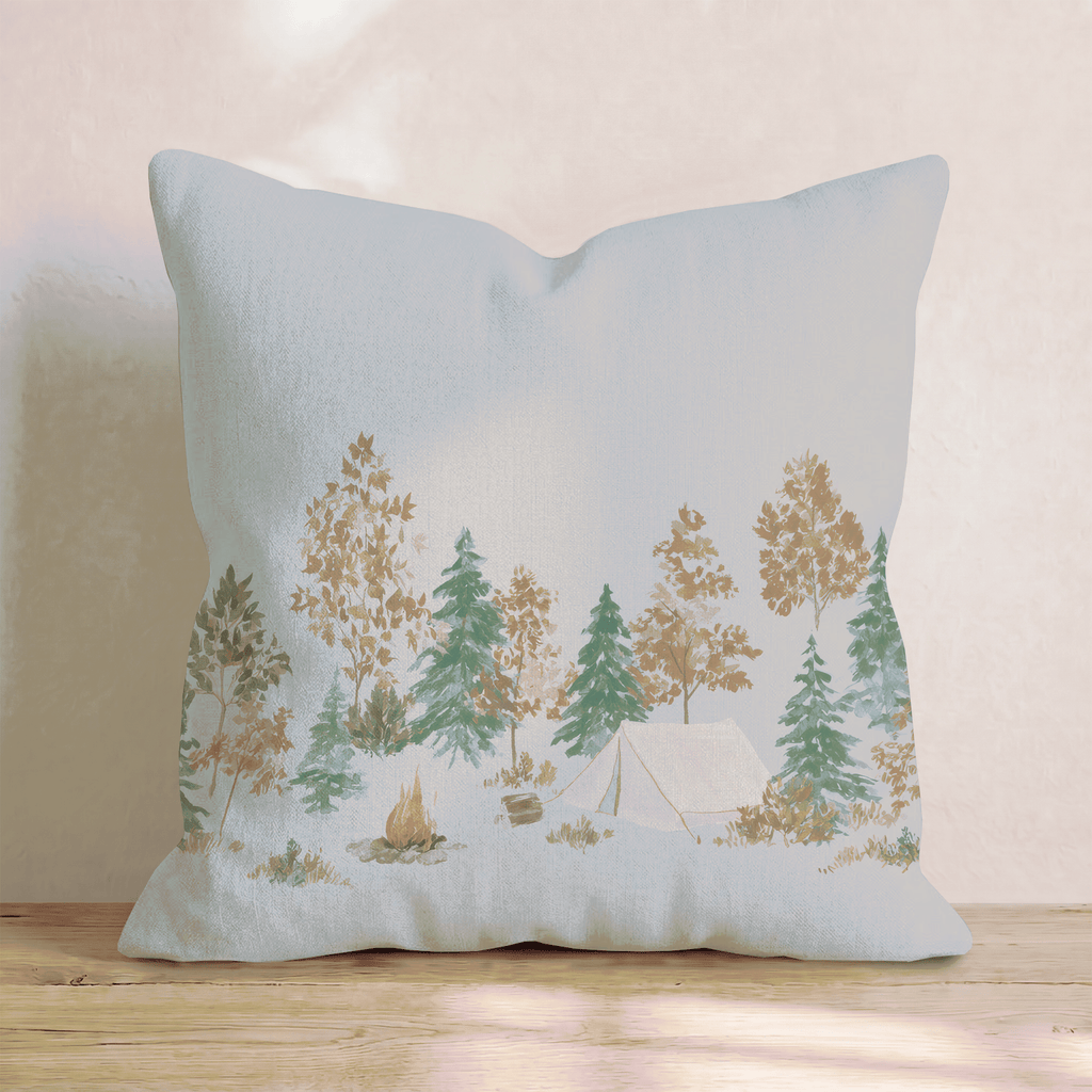 Camping In The Fall Throw Pillow - Hillcroft Home