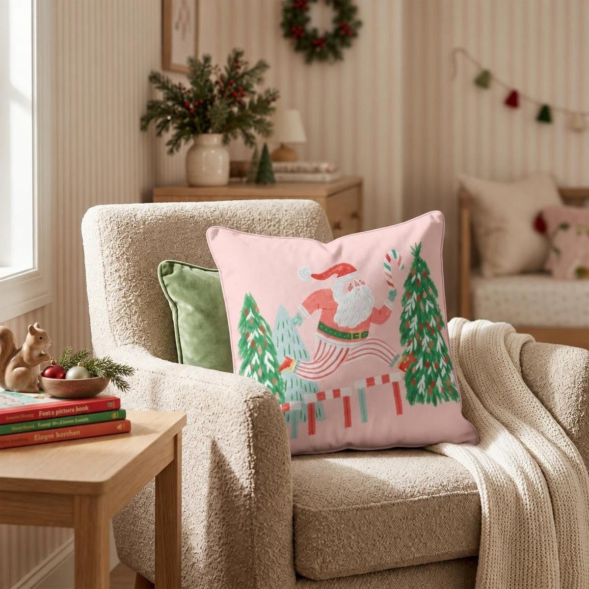 Candy Cane Hurdles Throw Pillow throw pillow - Hillcroft Home