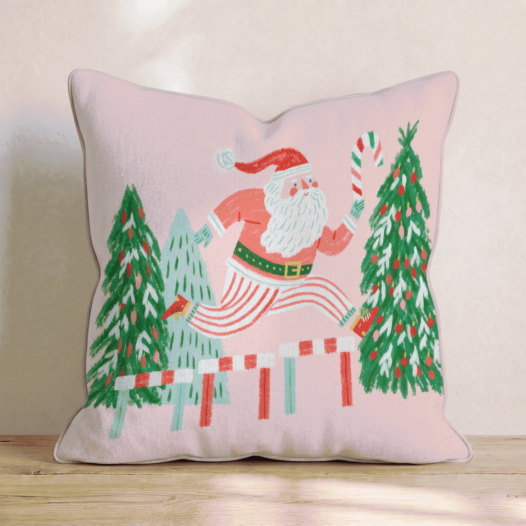 Candy Cane Hurdles Throw Pillow - Hillcroft Home
