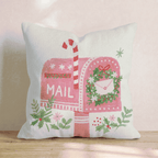 Candy Cane Mailbox Wreath Throw Pillow - Hillcroft Home