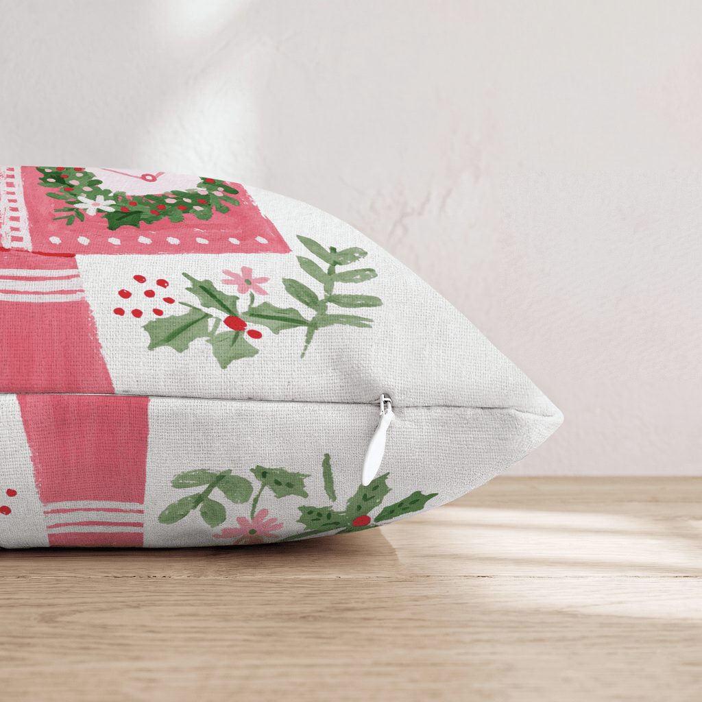 Candy Cane Mailbox Wreath Throw Pillow - Hillcroft Home