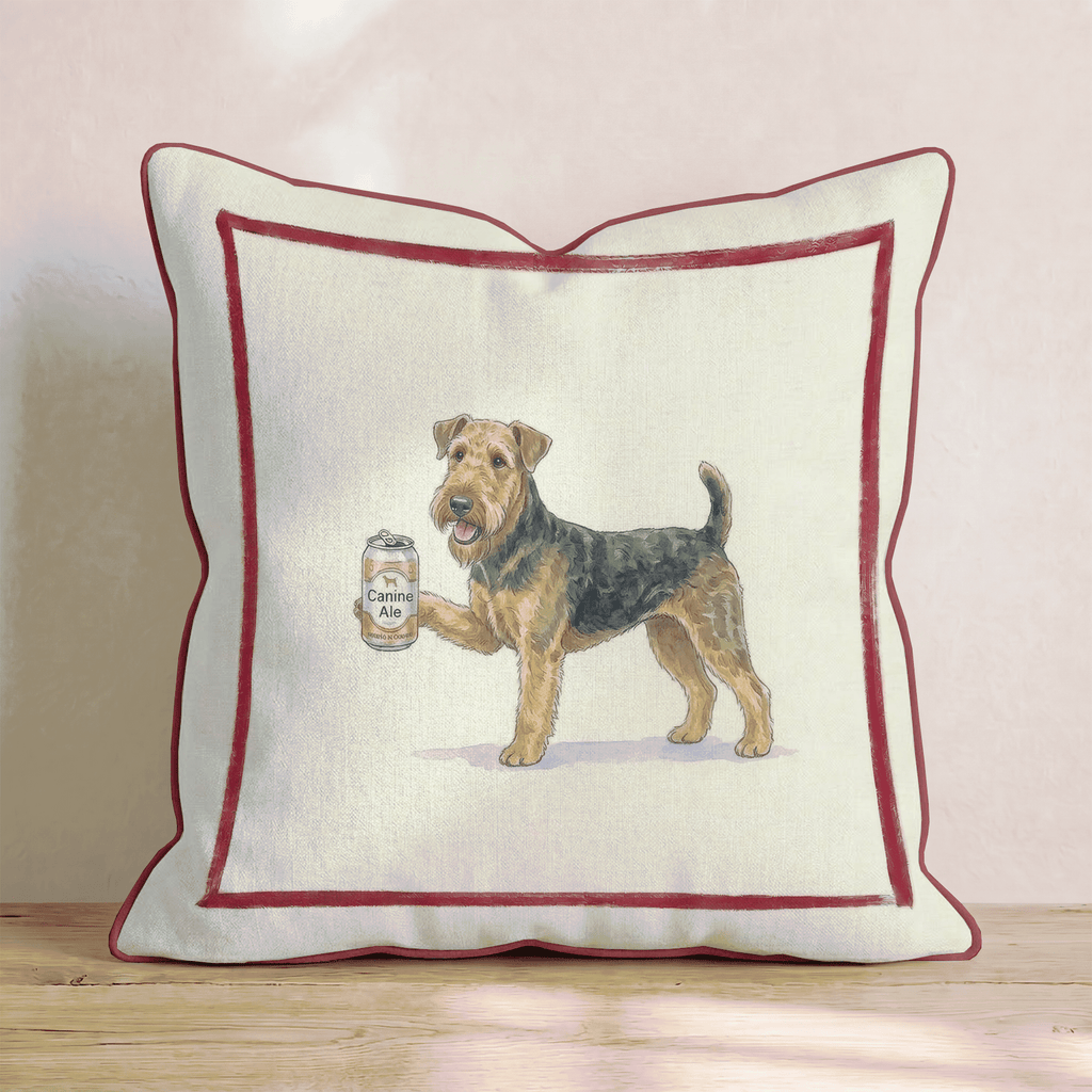 Canine Ale Airedale Throw Pillow - Hillcroft Home
