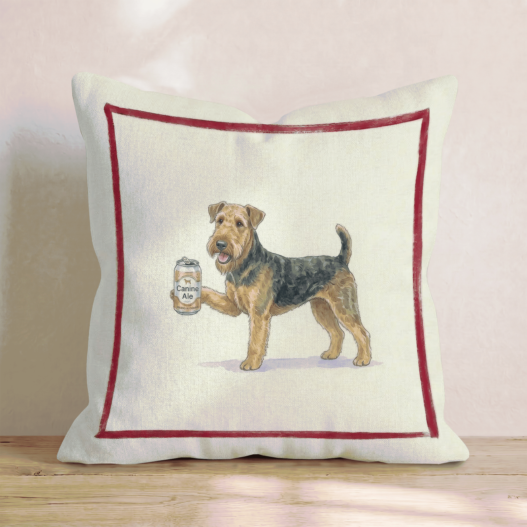 Canine Ale Airedale Throw Pillow - Hillcroft Home