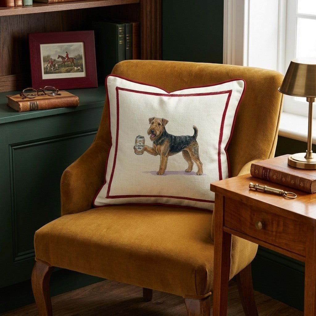 Canine Ale Airedale Throw Pillow - Hillcroft Home