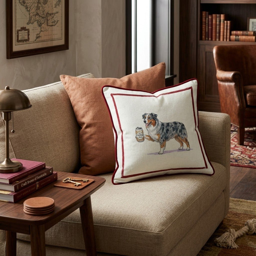 Canine Ale Australian Shepherd Throw Pillow - Hillcroft Home