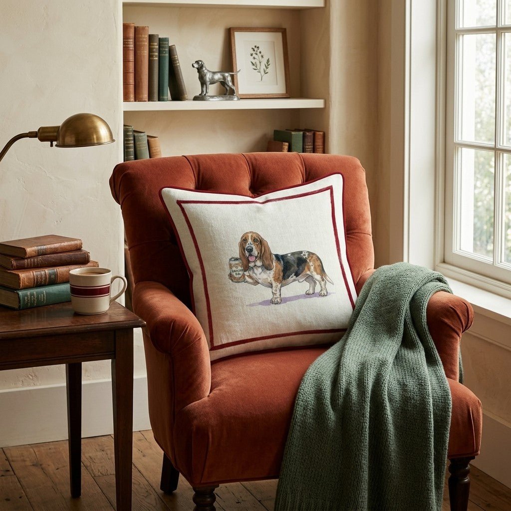 Canine Ale Basset Hound Throw Pillow - Hillcroft Home
