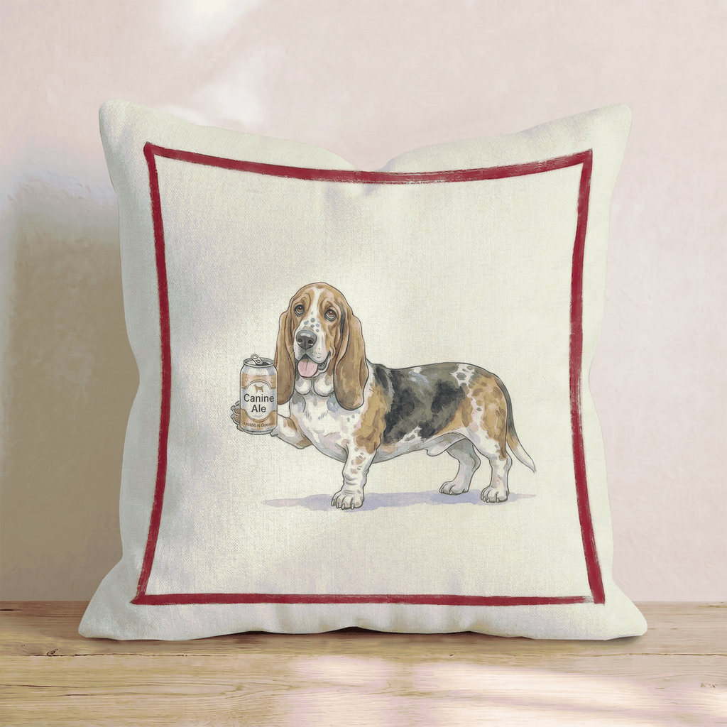 Canine Ale Basset Hound Throw Pillow - Hillcroft Home