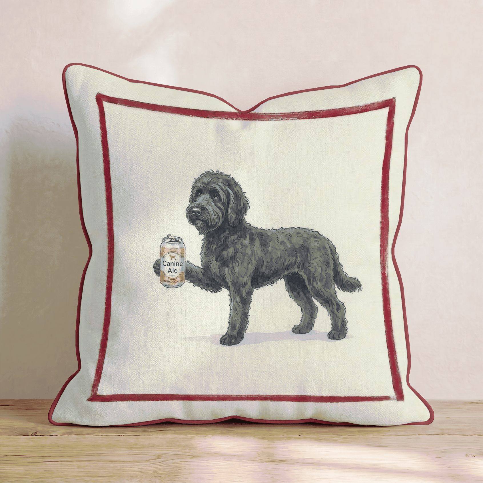 Canine Ale Black Goldendoodle Throw Pillow - Hillcroft Home
