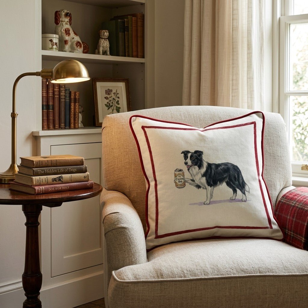 Canine Ale Border Collie Throw Pillow - Hillcroft Home
