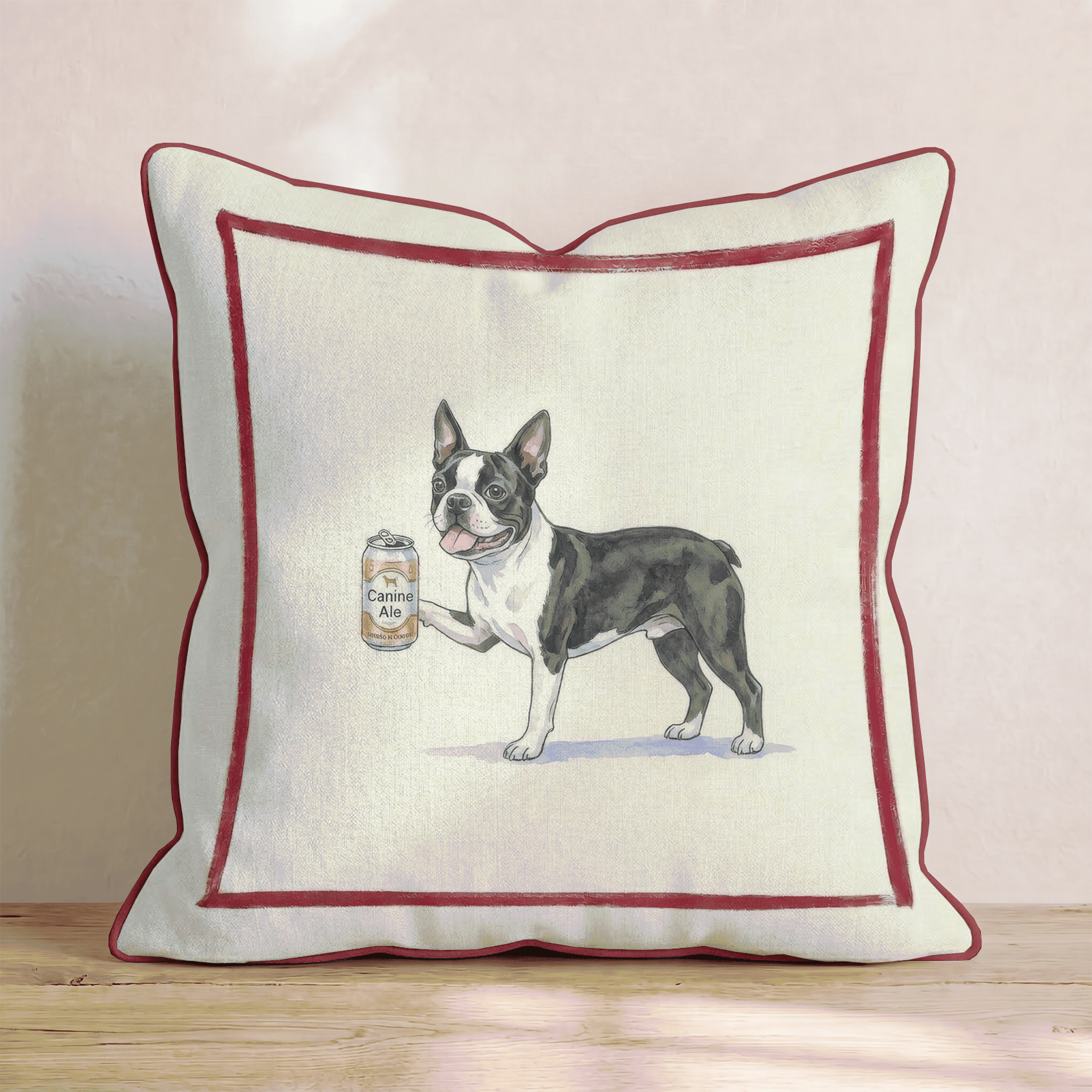 Canine Ale Boston Terrier Throw Pillow - Hillcroft Home