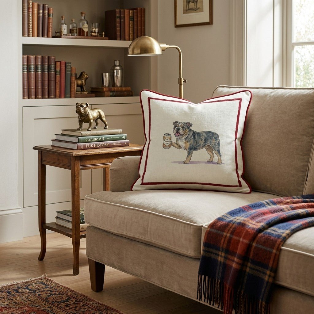 Canine Ale Bulldog Throw Pillow - Hillcroft Home