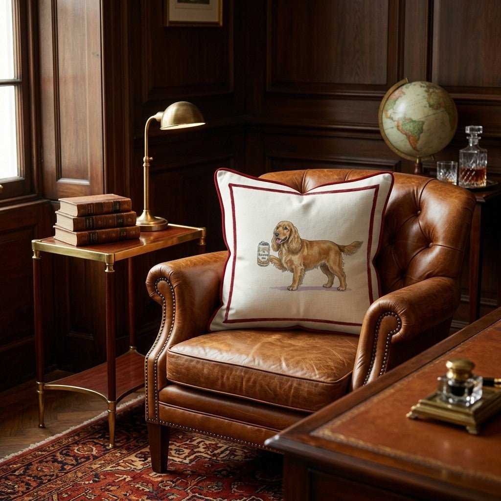 Canine Ale Cocker Spaniel Throw Pillow - Hillcroft Home