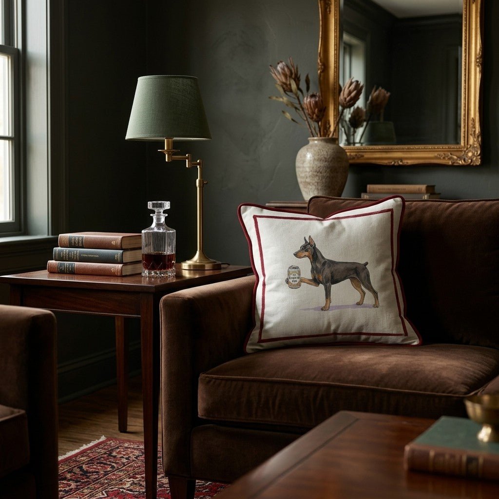 Canine Ale Doberman Throw Pillow - Hillcroft Home