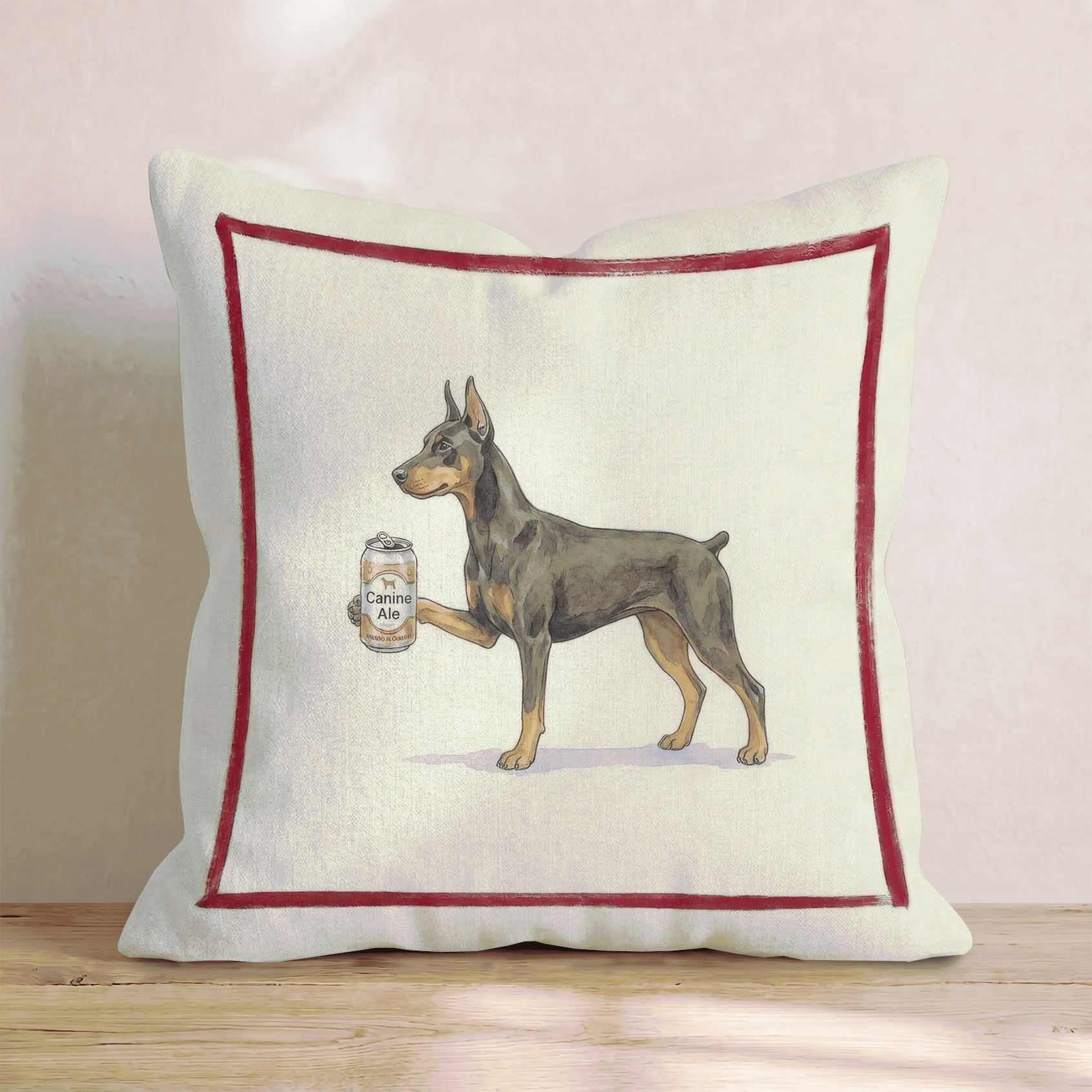 Canine Ale Doberman Throw Pillow - Hillcroft Home