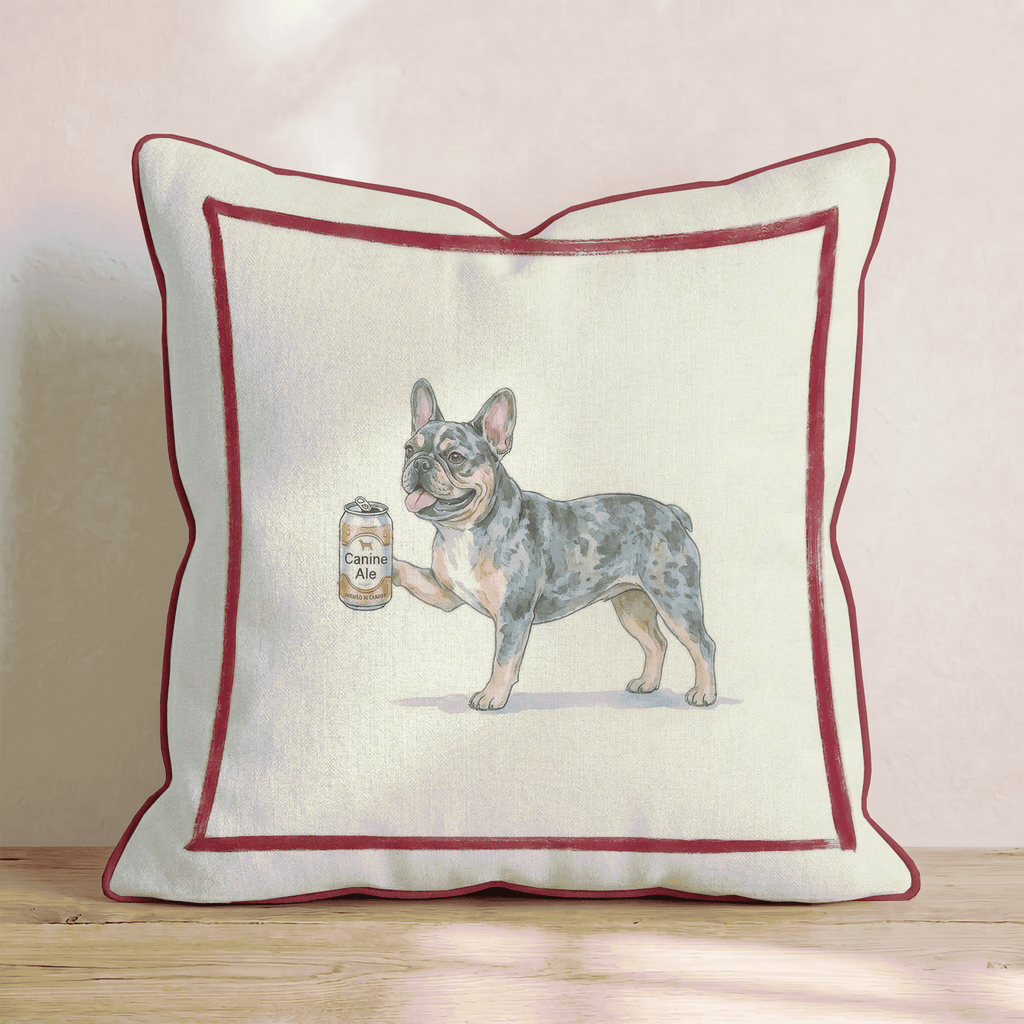 Canine Ale Frenchie Throw Pillow - Hillcroft Home