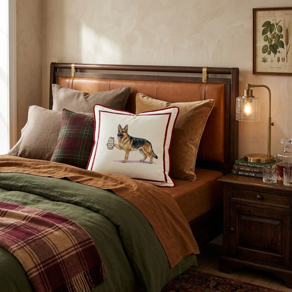 Canine Ale German Shepherd Throw Pillow - Hillcroft Home