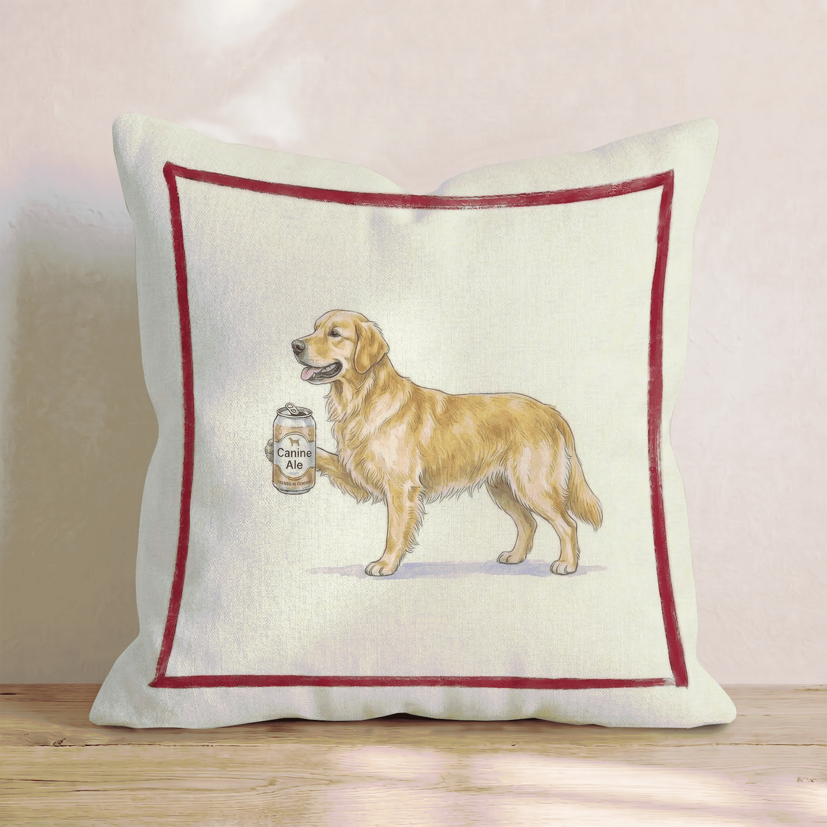 Canine Ale Golden Retriever Throw Pillow - Hillcroft Home