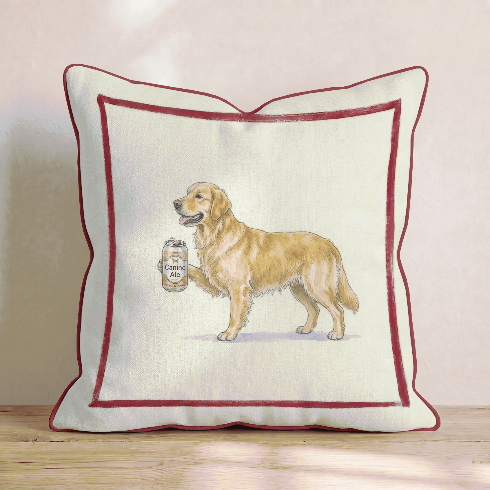 Canine Ale Golden Retriever Throw Pillow - Hillcroft Home
