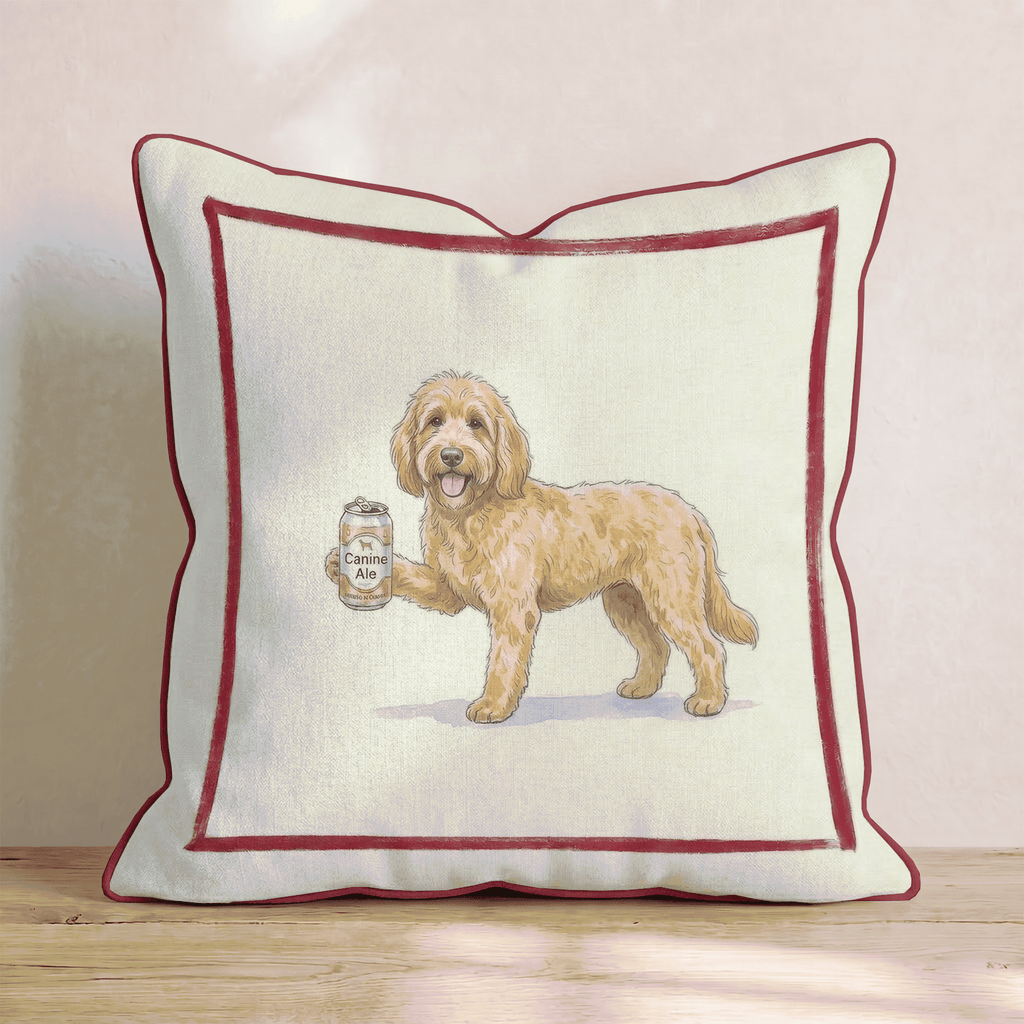Canine Ale Goldendoodle Throw Pillow - Hillcroft Home