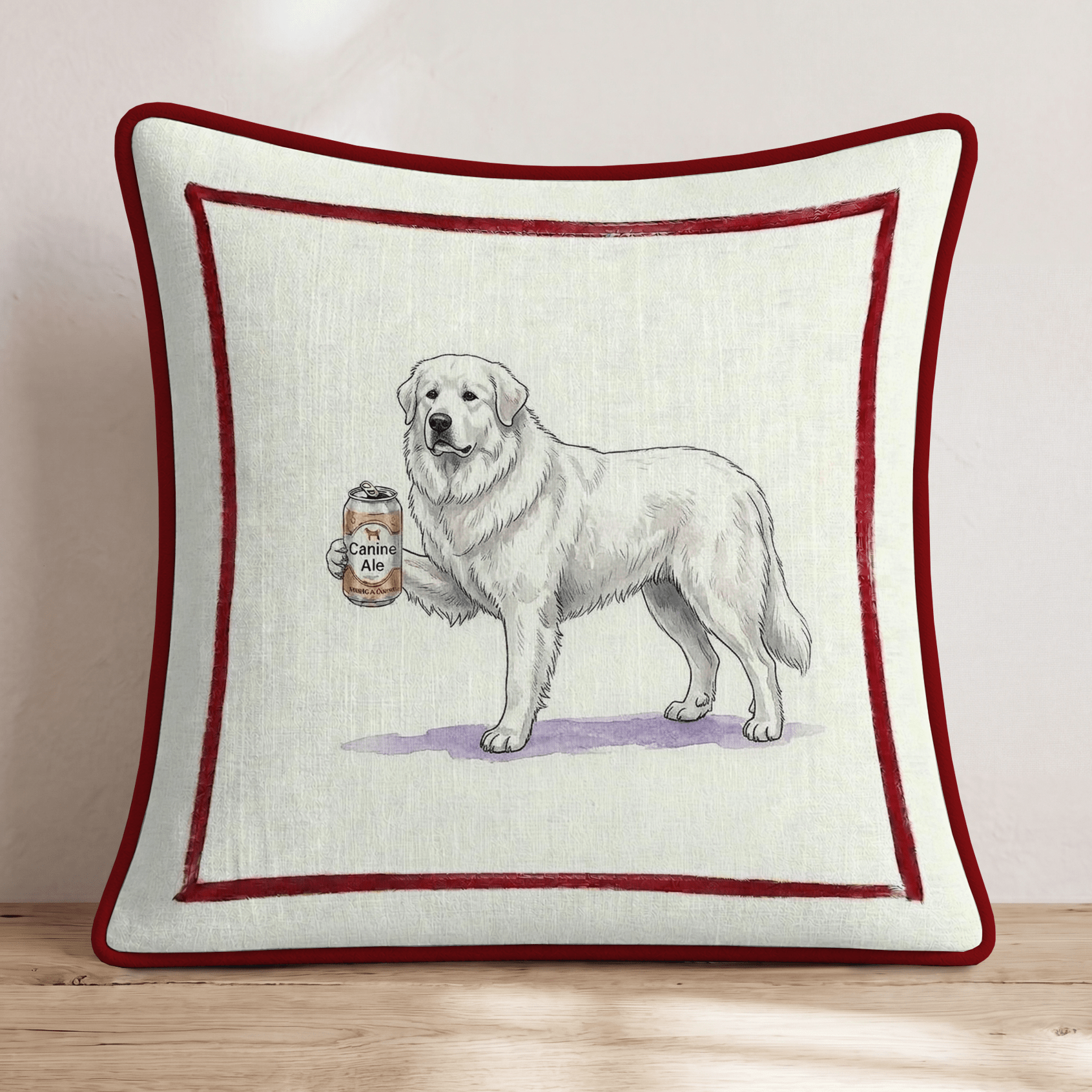 Canine Ale Great Pyrenees Throw Pillow - Hillcroft Home