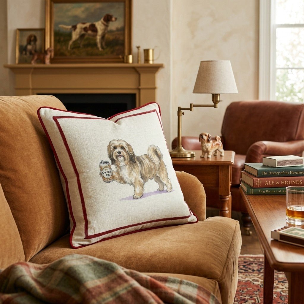 Canine Ale Havenese Throw Pillow - Hillcroft Home