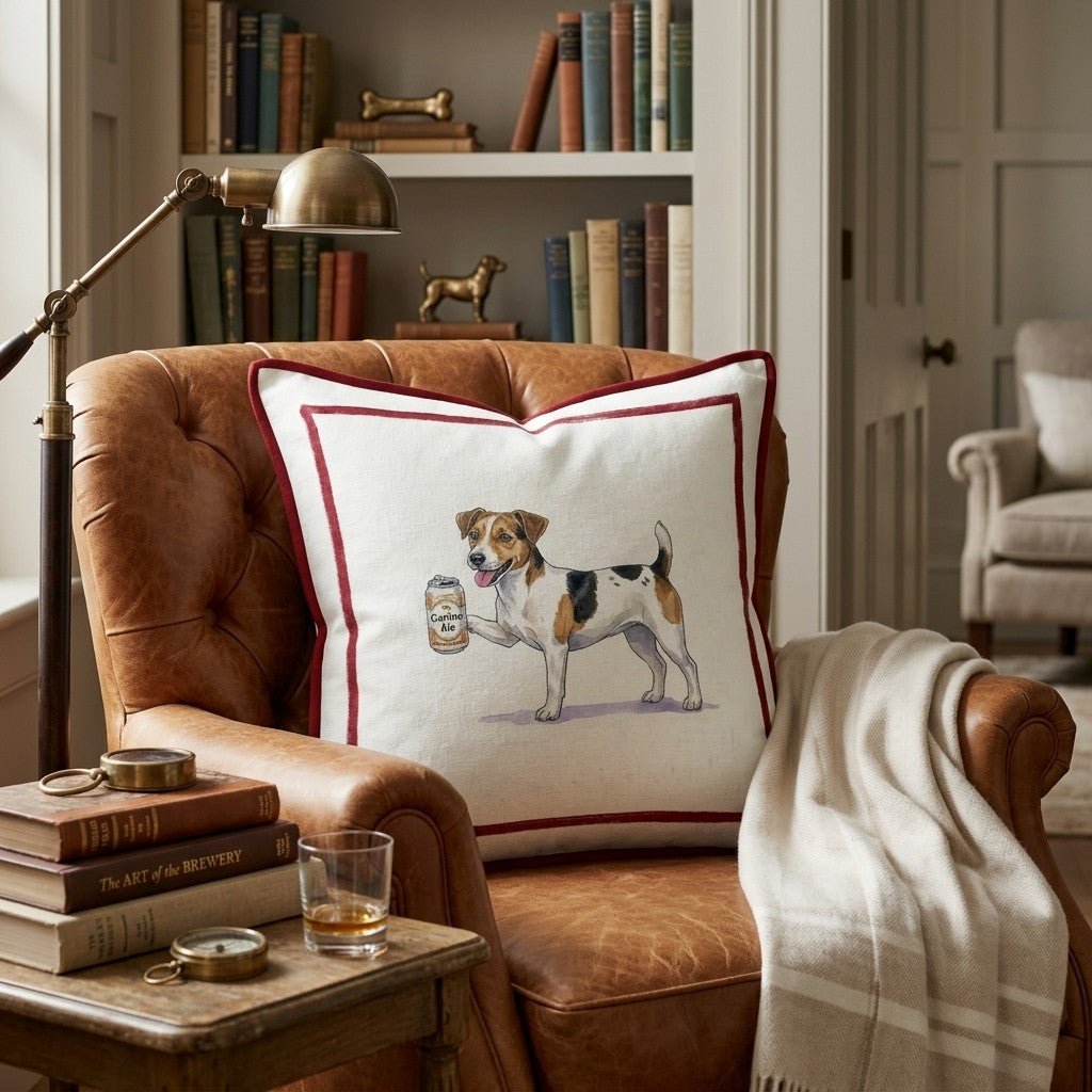 Canine Ale Jack Russell Throw Pillow - Hillcroft Home