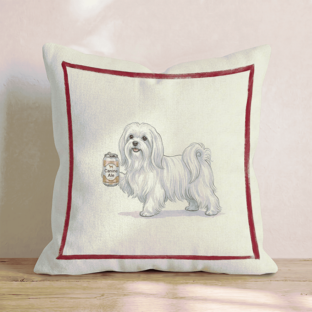 Canine Ale Maltese Throw Pillow - Hillcroft Home
