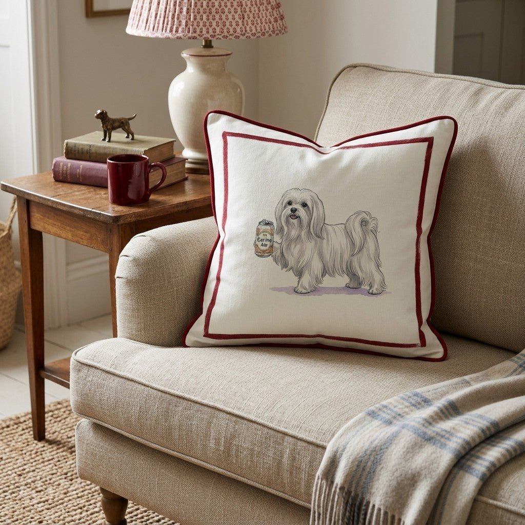Canine Ale Maltese Throw Pillow - Hillcroft Home