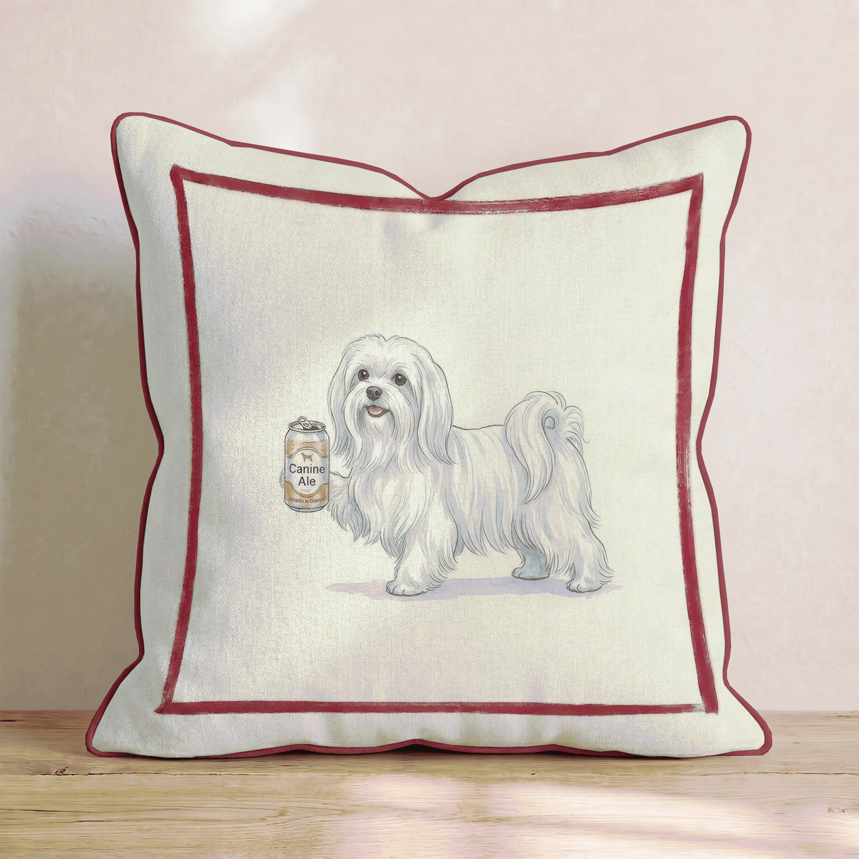Canine Ale Maltese Throw Pillow - Hillcroft Home