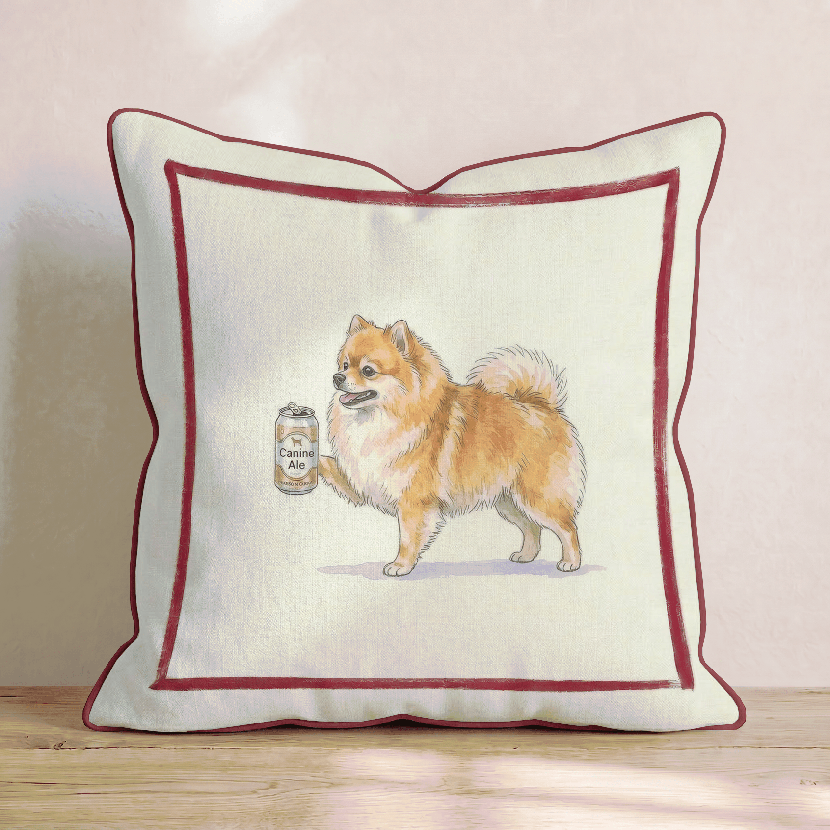 Canine Ale Pomeranian Throw Pillow - Hillcroft Home