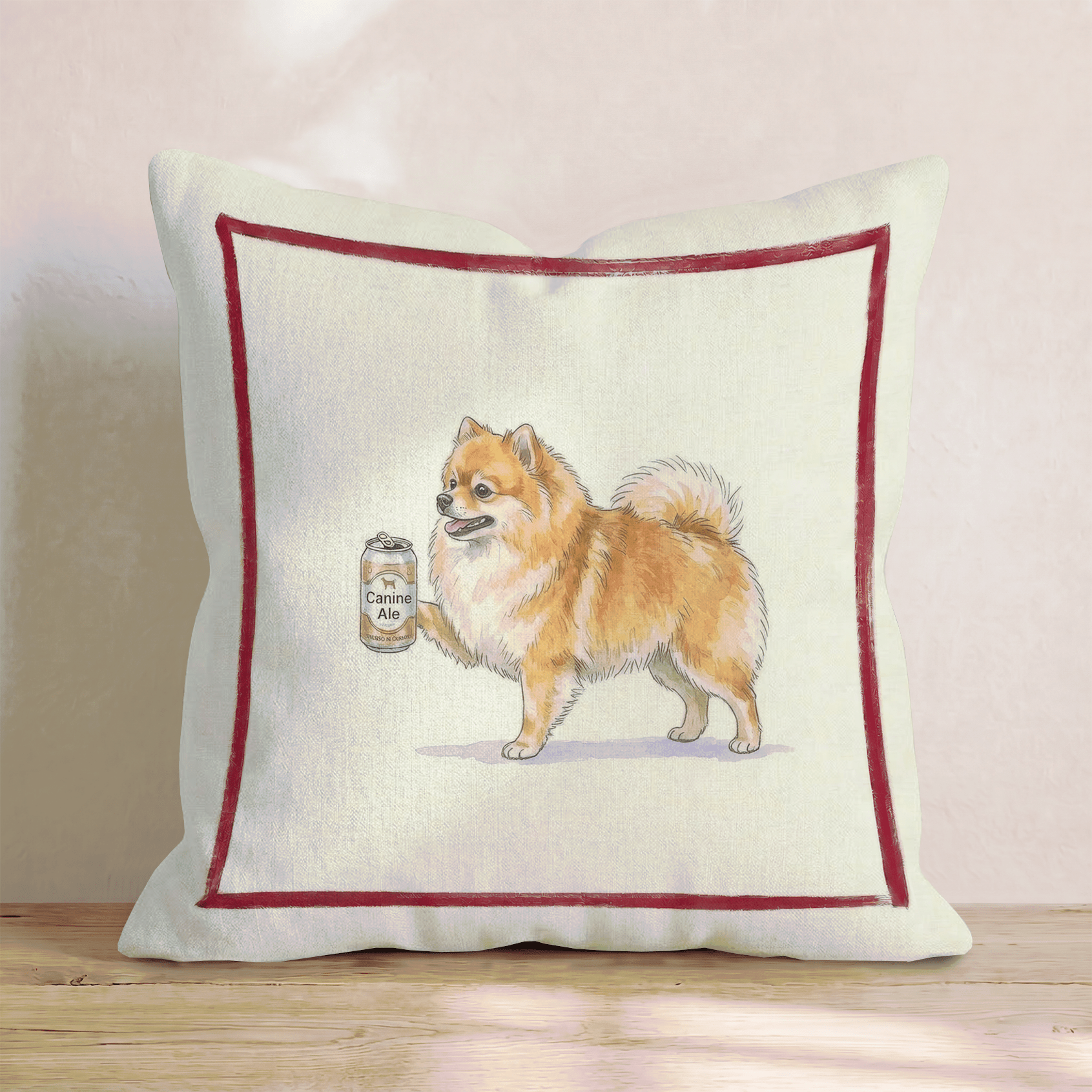 Canine Ale Pomeranian Throw Pillow - Hillcroft Home
