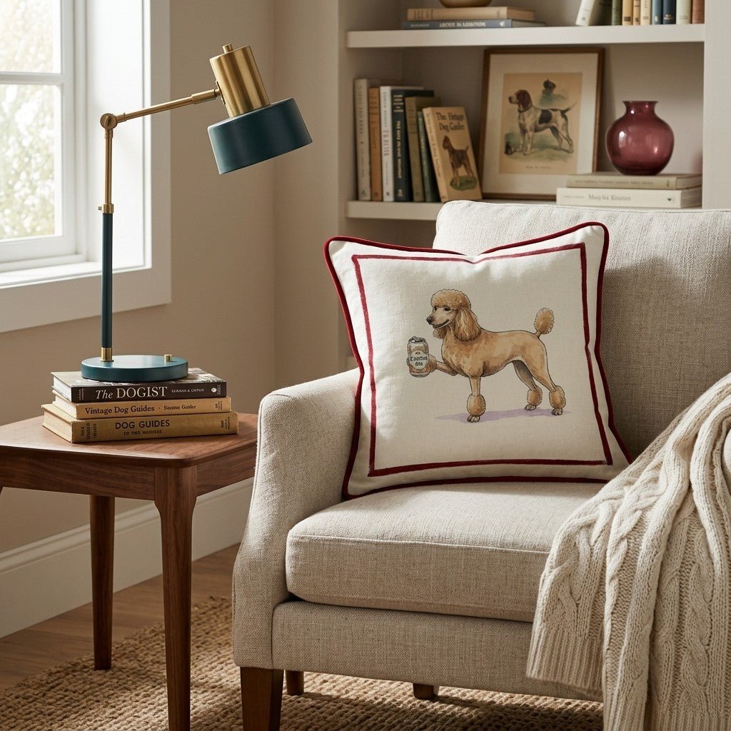 Canine Ale Poodle Throw Pillow - Hillcroft Home