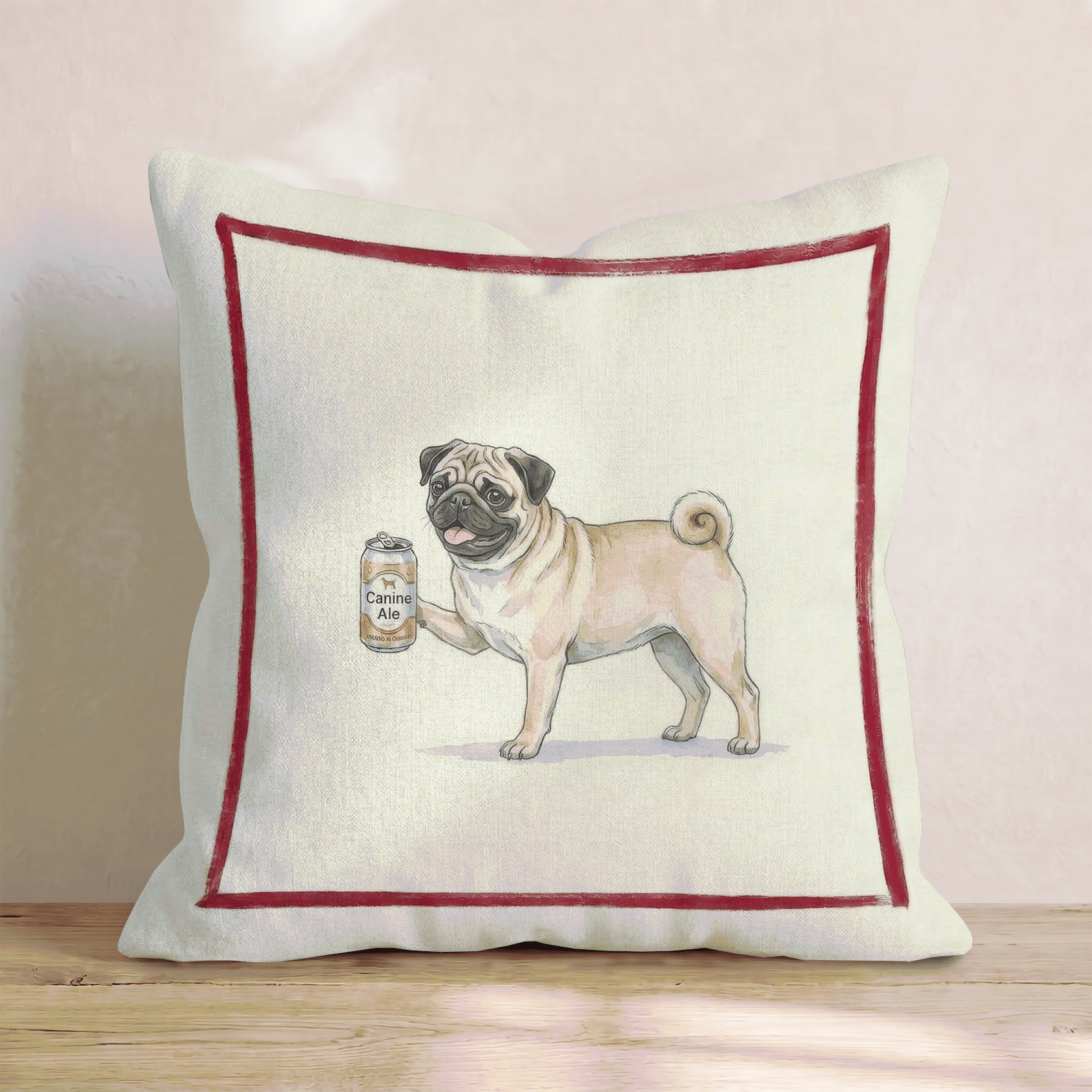 Canine Ale Pug Throw Pillow - Hillcroft Home