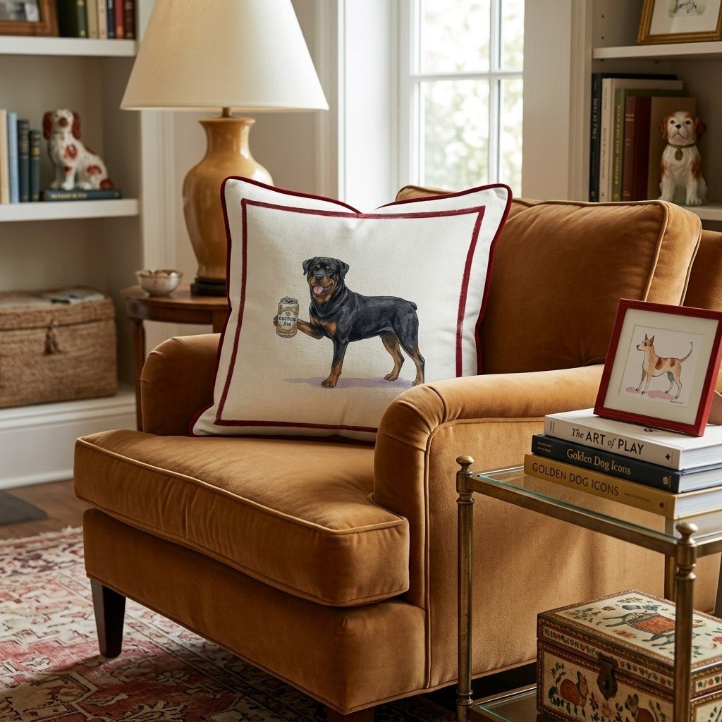 Canine Ale Rottweiler Throw Pillow - Hillcroft Home