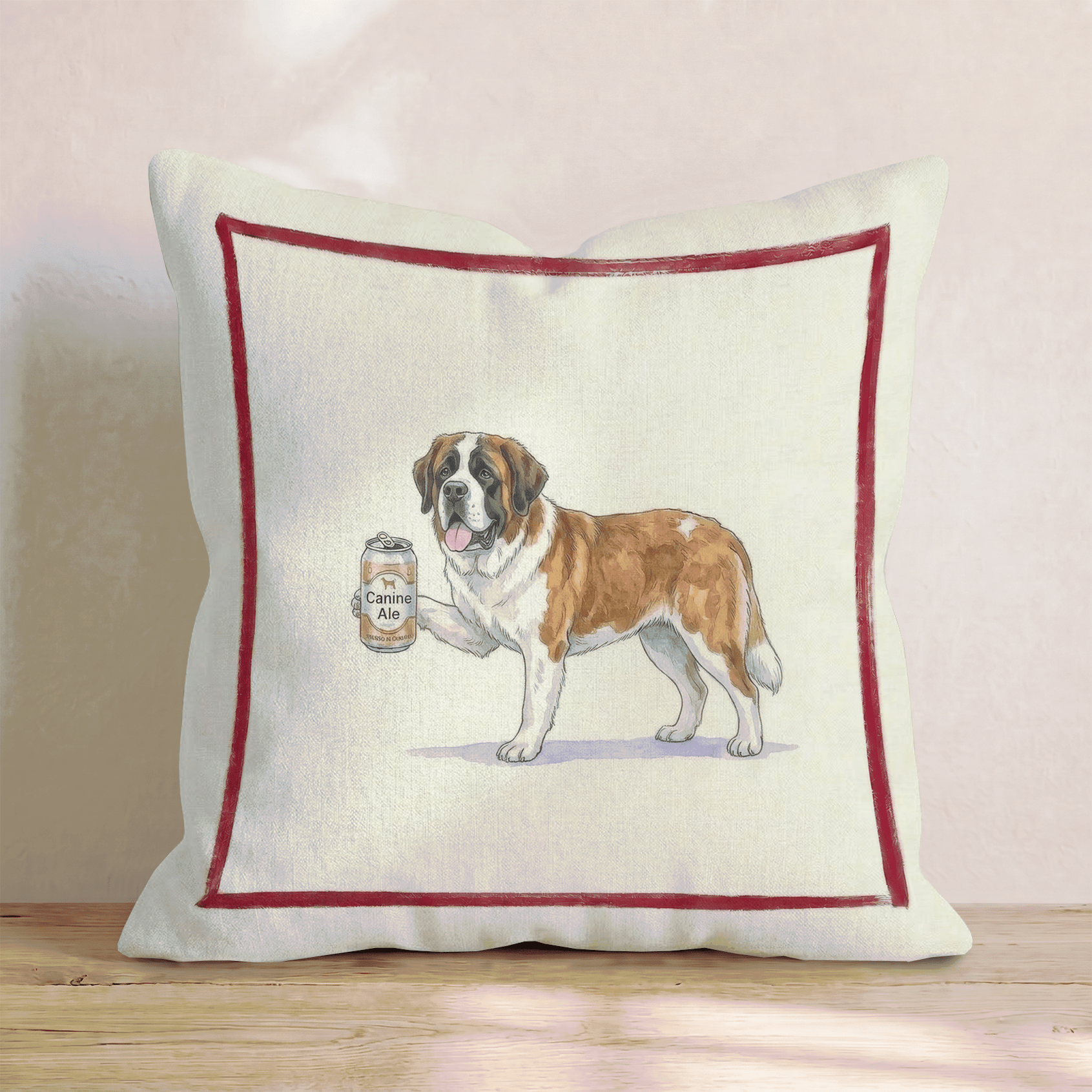 Canine Ale Saint Bernard Throw Pillow - Hillcroft Home