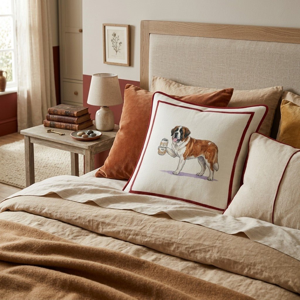 Canine Ale Saint Bernard Throw Pillow - Hillcroft Home