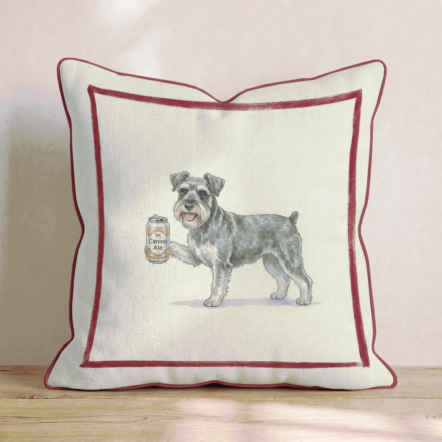 Canine Ale Schnauzer Throw Pillow - Hillcroft Home