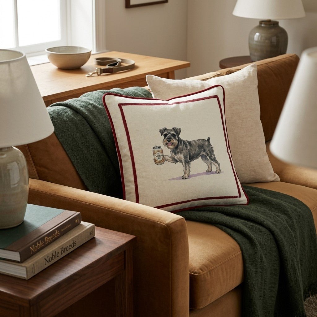 Canine Ale Schnauzer Throw Pillow - Hillcroft Home