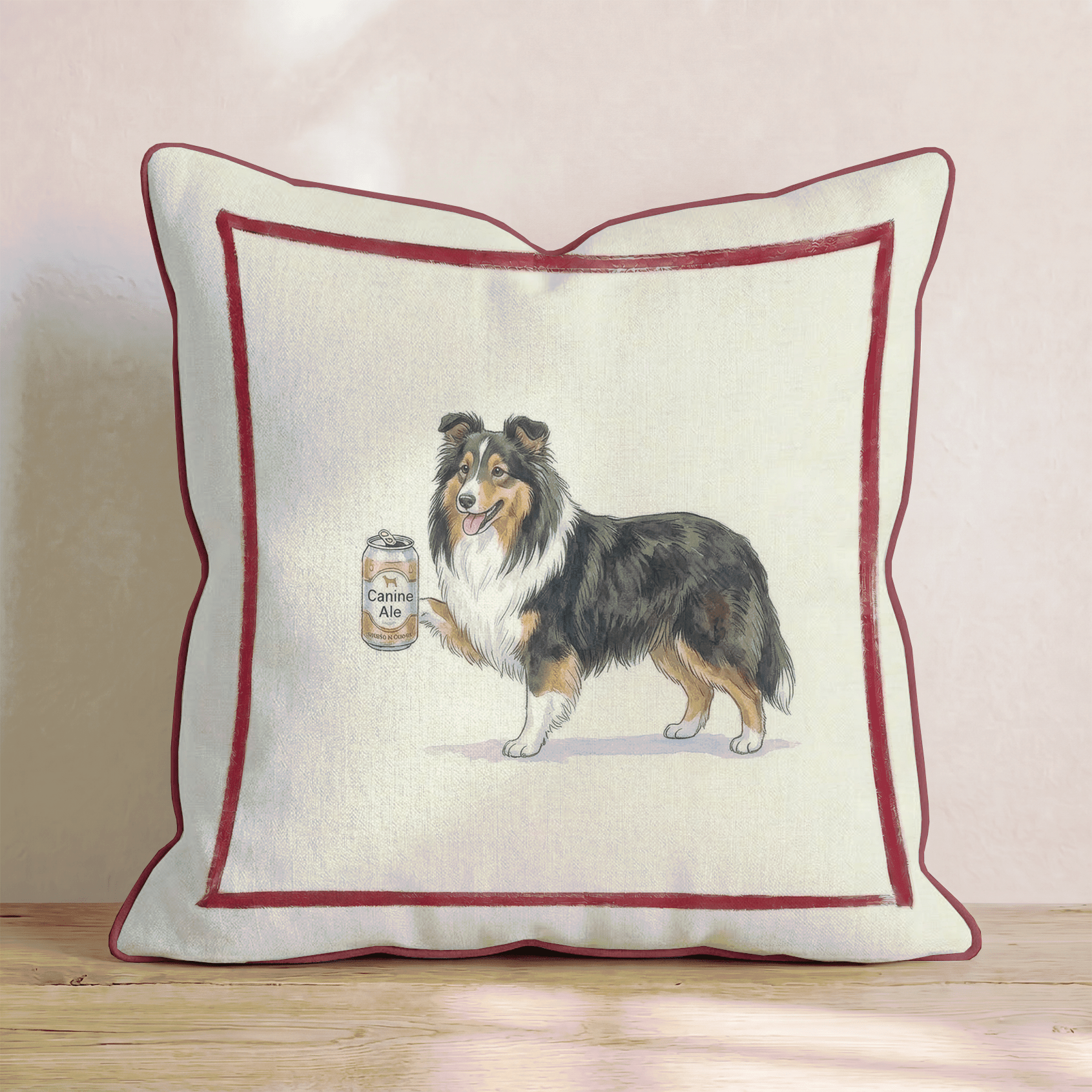 Canine Ale Sheltie Throw Pillow - Hillcroft Home