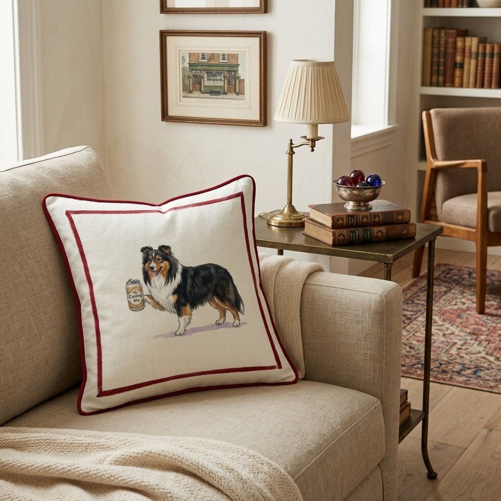 Canine Ale Sheltie Throw Pillow - Hillcroft Home