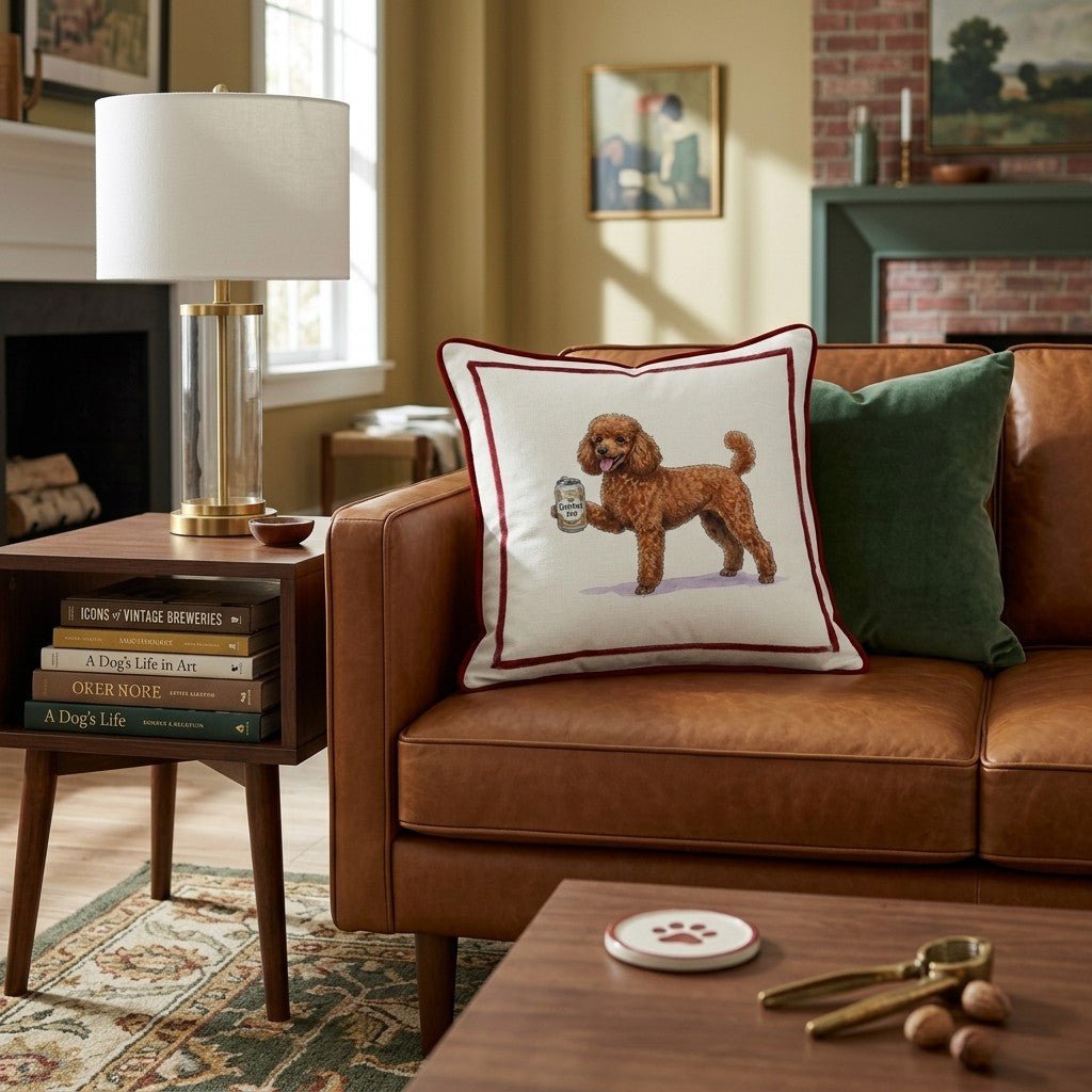 Canine Ale Toy Poodle Throw Pillow - Hillcroft Home